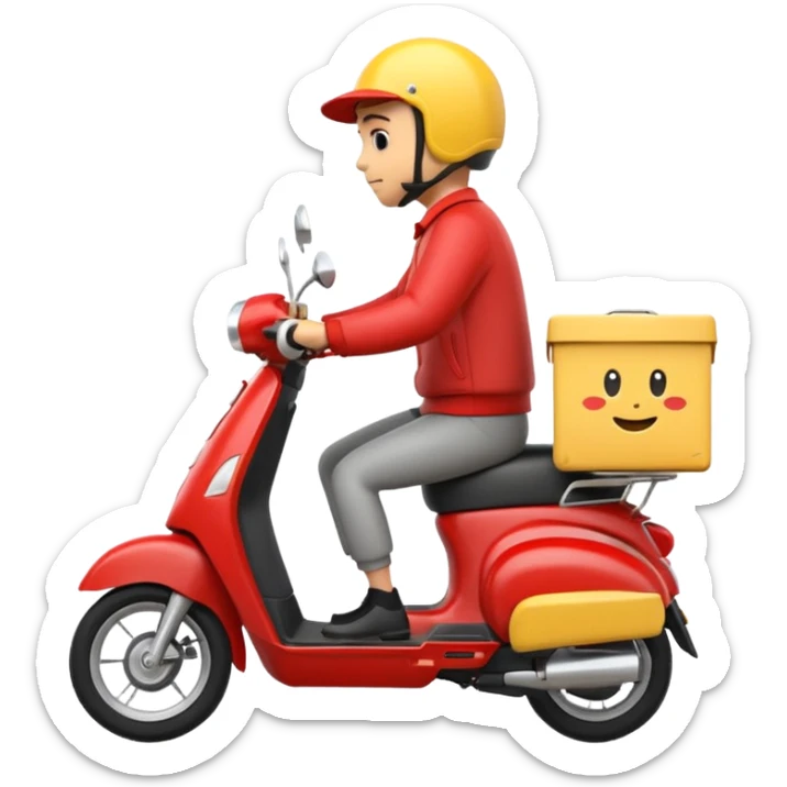 an animated emoji of a food delivery scooter whizzing past fast sticker