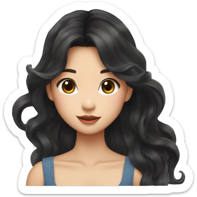 taiwanese girl with long black wavy hair in a crop top sticker