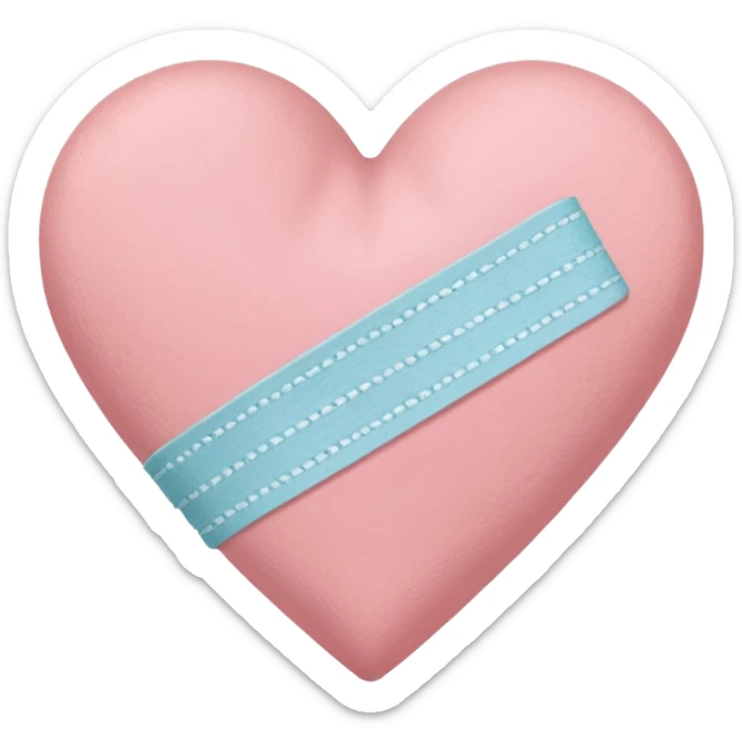 A minimalist pastel illustration of a heart with a small bandage, inspired by the ❤️‍🩹 emoji. Soft pastel colors — dusty pink sticker
