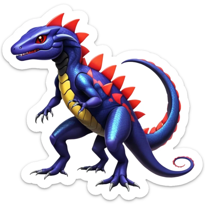Shiny Exotic Colorful epic Salandit-Genesect-Koraidon-Fakémon-hybrid-creature (full body)  sticker