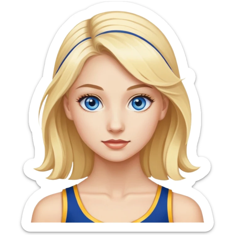 blonde girl with blue eyes, with dance uniform on for the pacers basketball dance team sticker