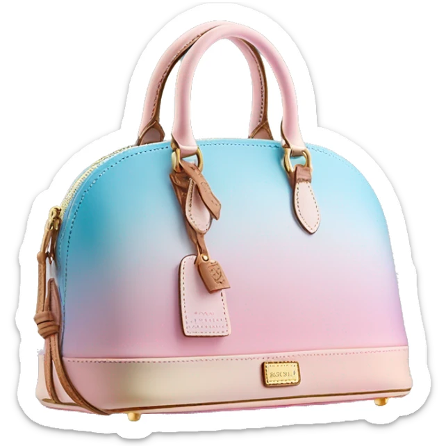 Realistic pastel pink to pastel blue ombre dooney and bourke domed satchel purse.  sticker