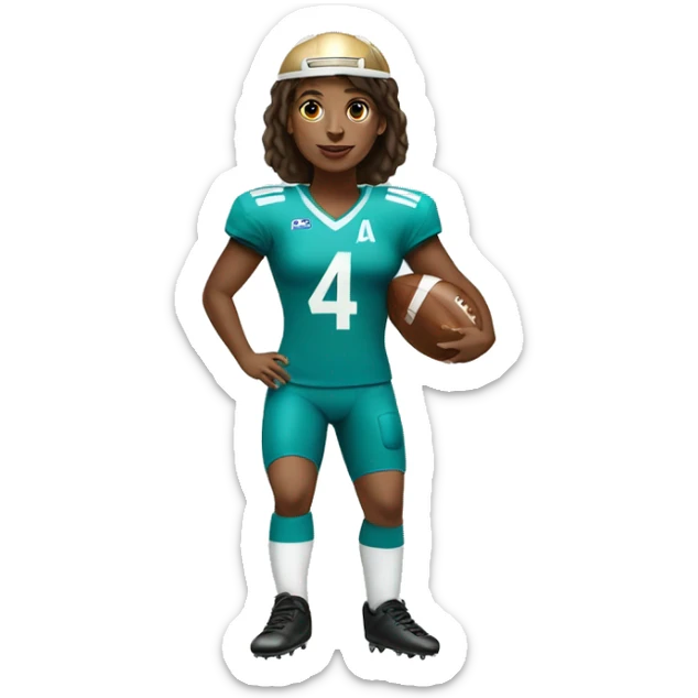 A Football Player women with number 4 with a crown and a Ball under her foot   sticker