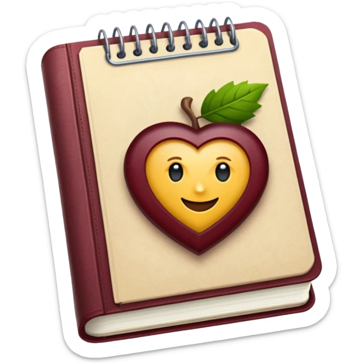 HAZ UN planificador de lista de objetivos en color vinotinto/rojo carmesí brillante, con hojas de cuaderno blancas (no agregues frutas ni nada de eso) sticker