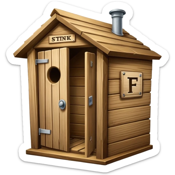 A trophy in the shape of an outhouse there are at he base “I stink at FF” sticker