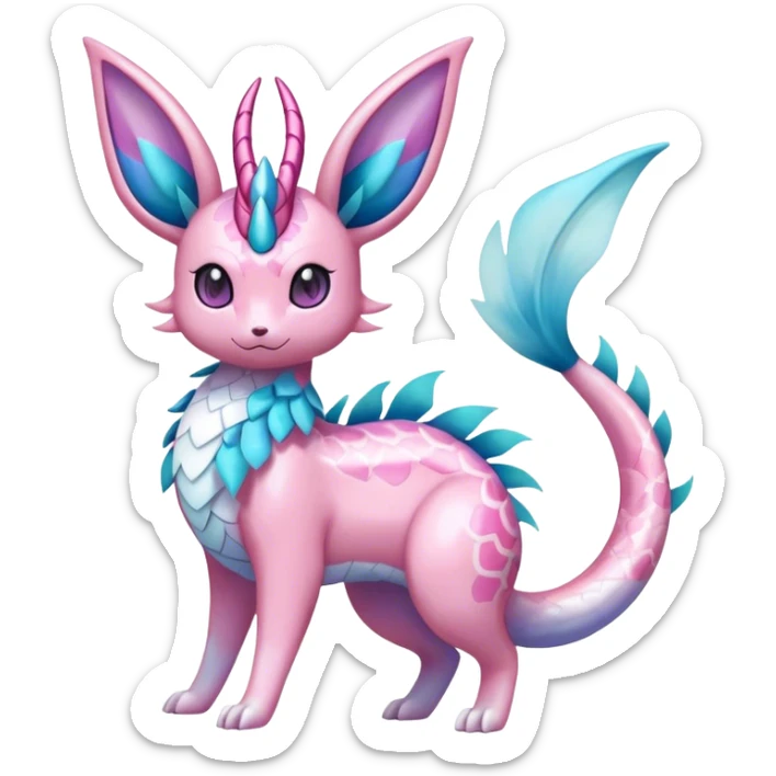 Shiny Cute Milotic-Sylveon-Espeon-Vaporeon-Dragonair-Pokémon-hybrid-fusion full body sticker