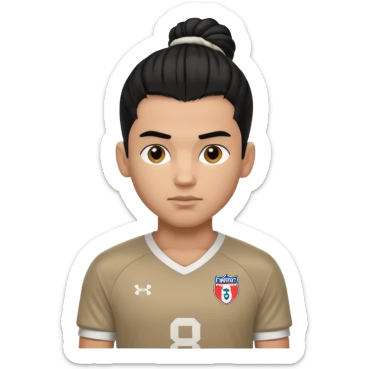 a pretty male bratz footballer. black hair tied in a manbun. light brown skin sticker