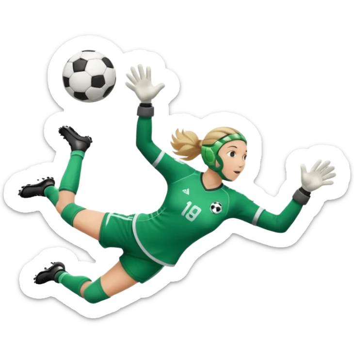 make a girl goalie diving through the air with a soccer ball in her hands sticker
