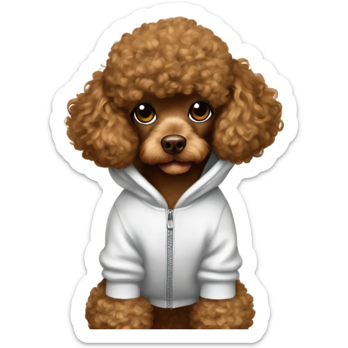Brown toy poodle wearing a hoodie that said thank you Beyoncé  sticker