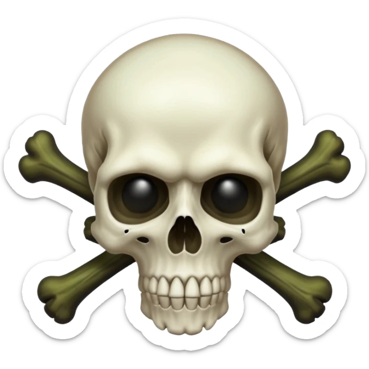 a poisonous cloud of gas, dark swamp color, with an image of a skull and two crossed bones behind the skull sticker