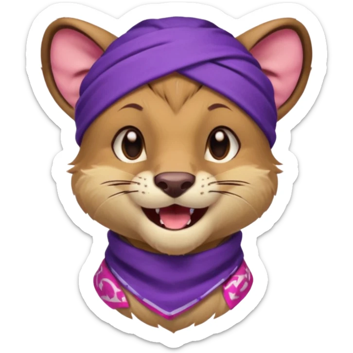 
Fossa animal wearing a purple bandana on his forehead from league of legends laughing emoticon sticker