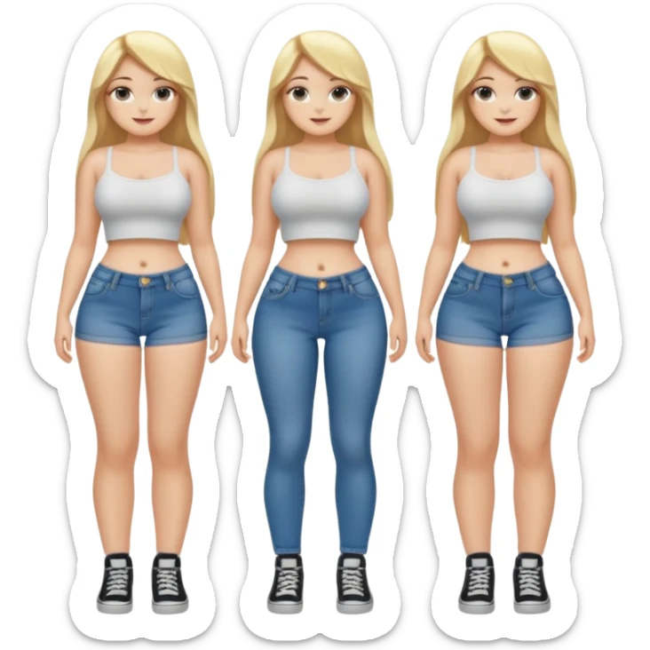 curvy body teen girl huge ass with super short jeans no shirt no bra blonde full body long hair sticker