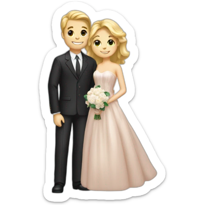 married couple, american couple, suit and dress, hugging, white boy, blone girl sticker