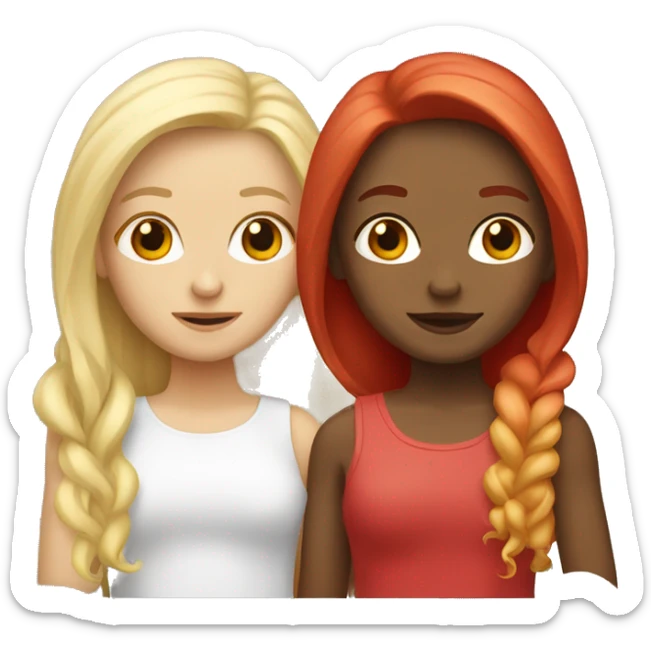 "Two girls, one white with blond hair, one white with red hair." sticker