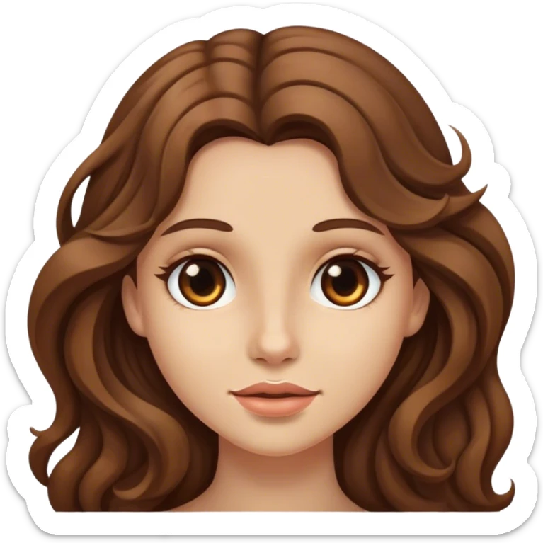Girl with long brown wavy hair, beige skin  sticker