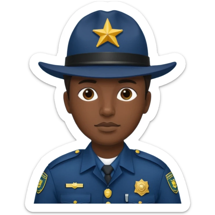 hazme un policia de fronteras con gorro azul oscuro pero sin porra sticker