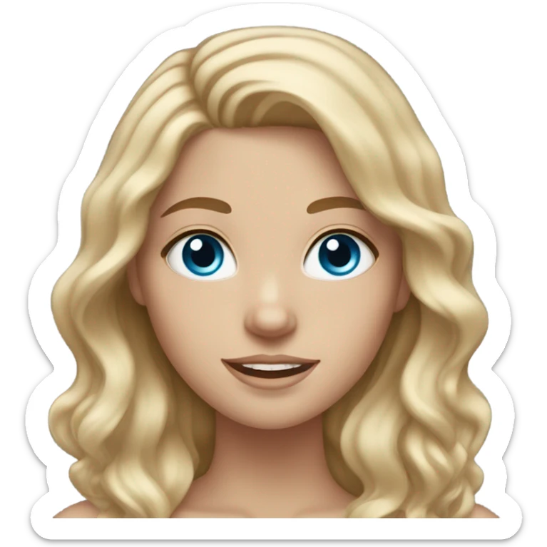 white girl with blue eyes and brown, wavy hair with blonde highlights sticker