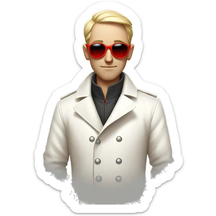 <excerpt>
A white man with short hair, donning red tinted sun glasses in a white trench coat, is an alchemist.
</excerpt> sticker