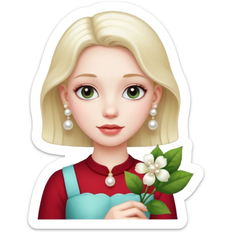 girl-with-pearl-earrings-painting holding flower sticker