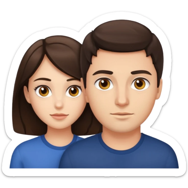 Brunette guy with hazel eyes and brunette girl with hazel eyes together  sticker