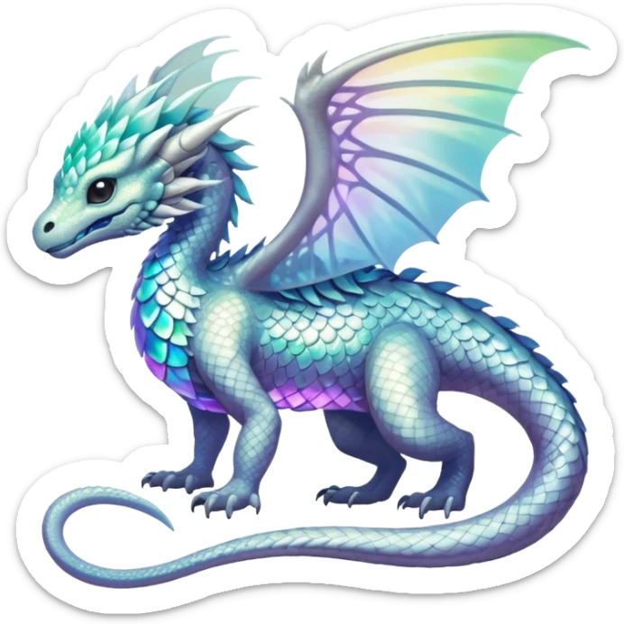 A bright whiteish iridescent divine legendary spiritual ethereal beautiful Fakémon-creature sticker