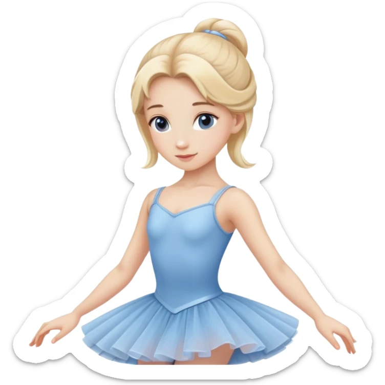 female ballet dancer, blond hair, classic ballet outfit in blue or white, no pink color sticker