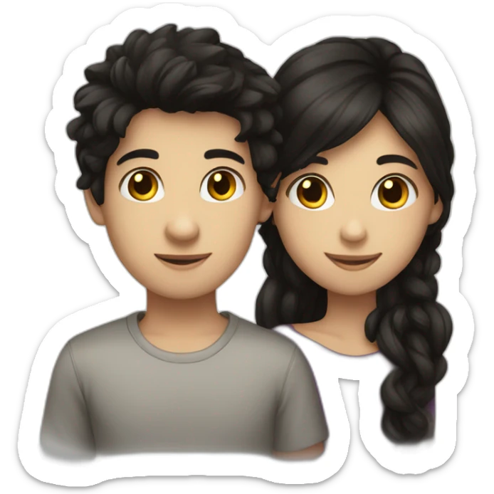 dark hair girl and dark hair boy love sticker