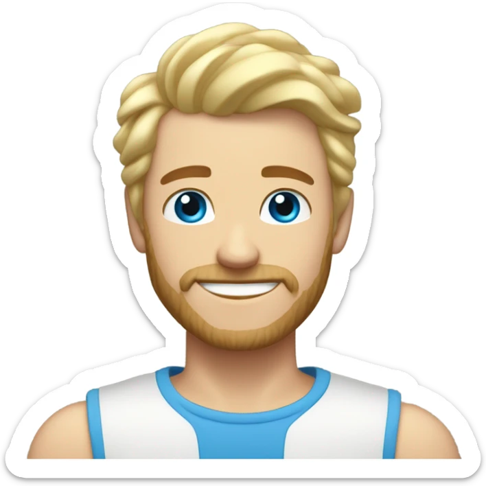 full body raised arms light curl blonde 30yo man blue eyed pale skin sticker