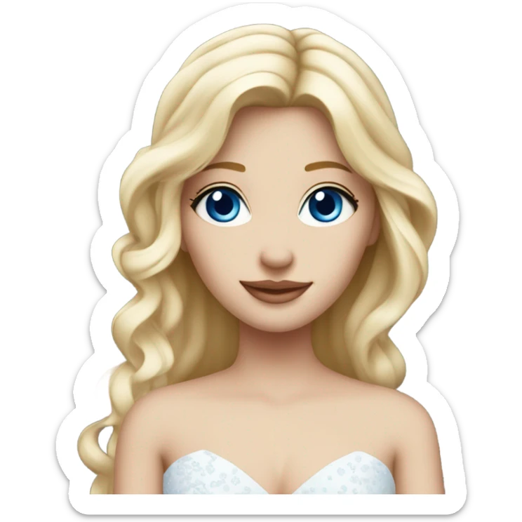Beautiful blond girl with blue eyes and sakura pink wedding dress sticker