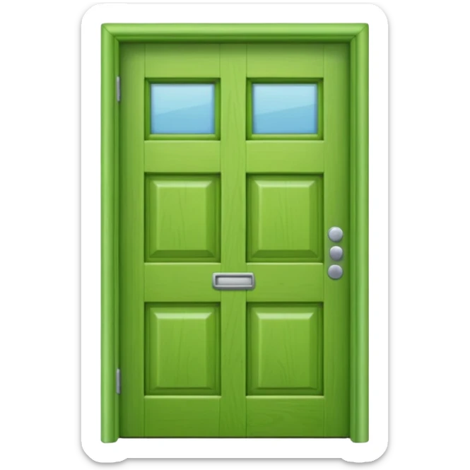 A simple green door emoji in the style of Apple emoji. sticker