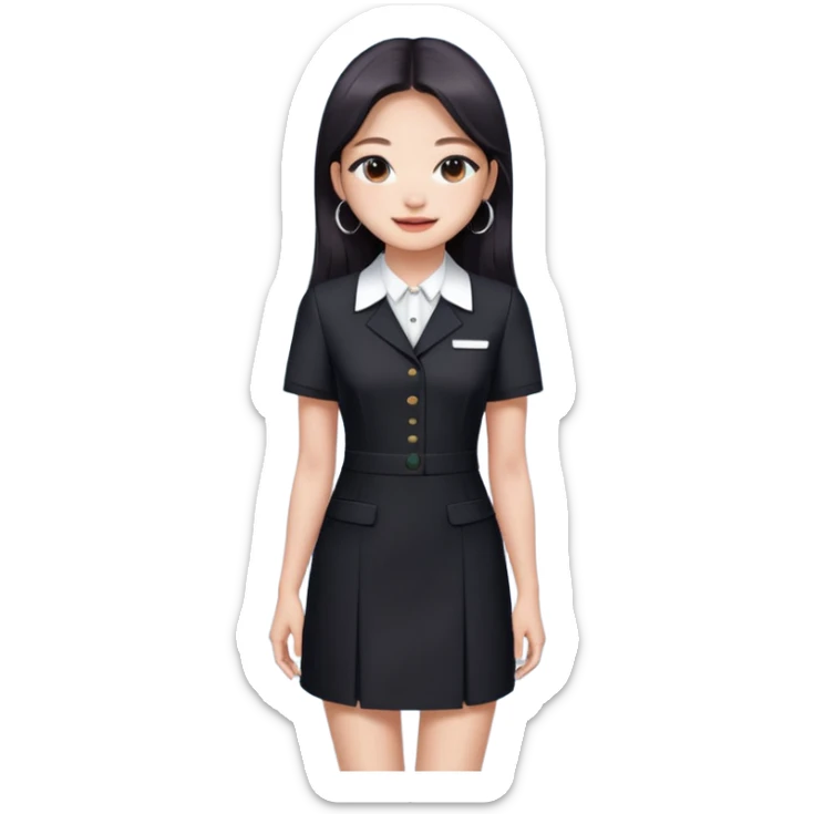Jennie Kim from Blackpink, medium shot, wearing a stylish office dress sticker