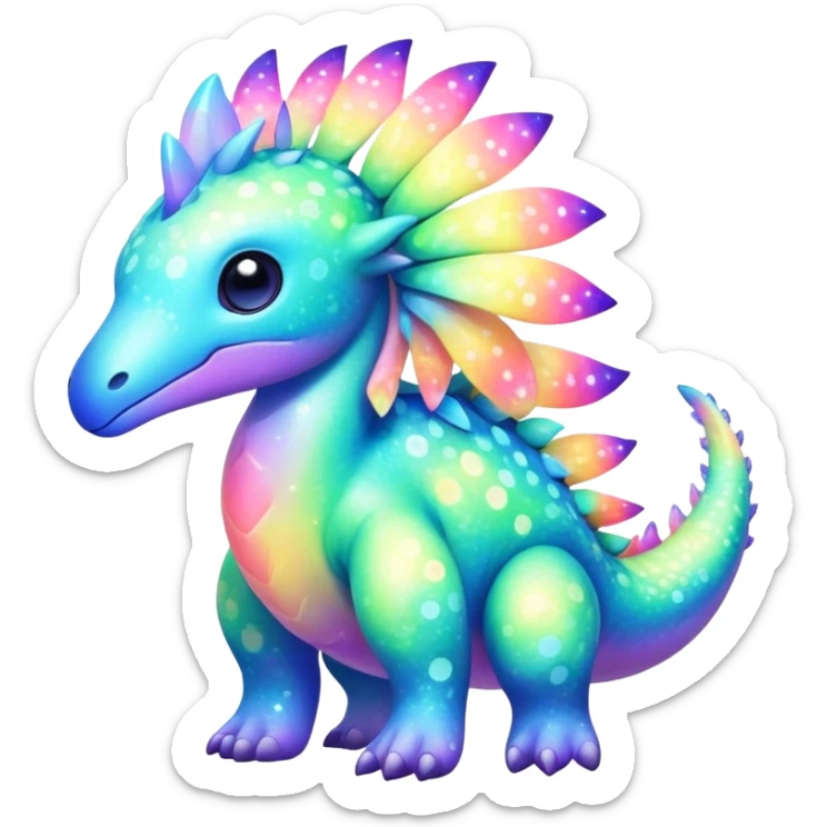 Shiny Exotic Cute Nebulae Sparkly Meganium-Aurorus-Amaura-Hybrid-Creature with pattern-markings sticker