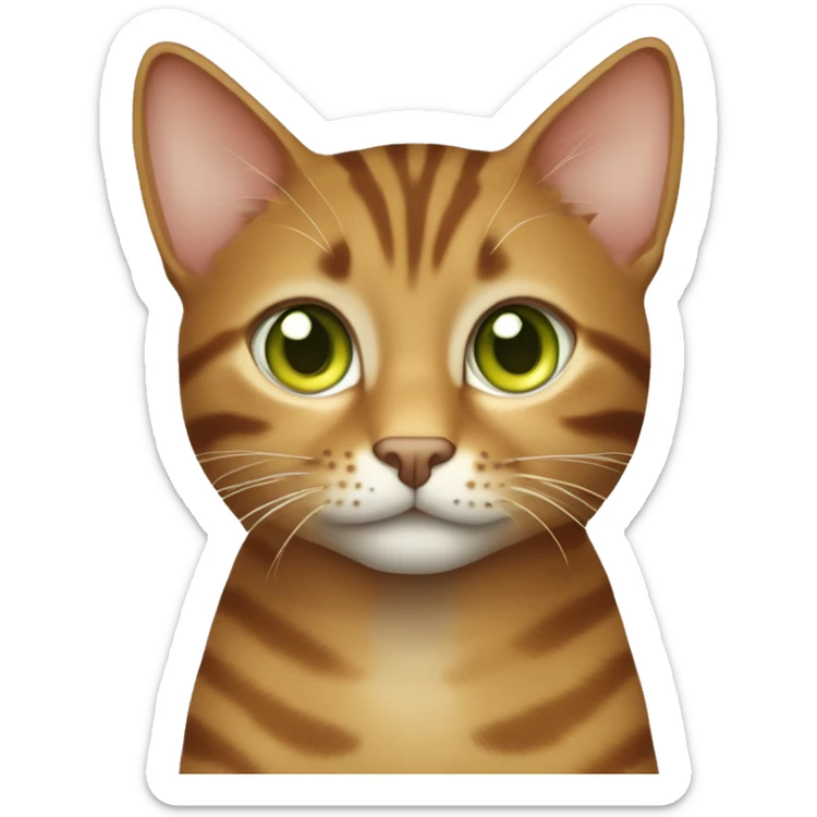 brown tabby cat with greenish yellow eyes and ginger hair girl with blue eyes and freckles sticker