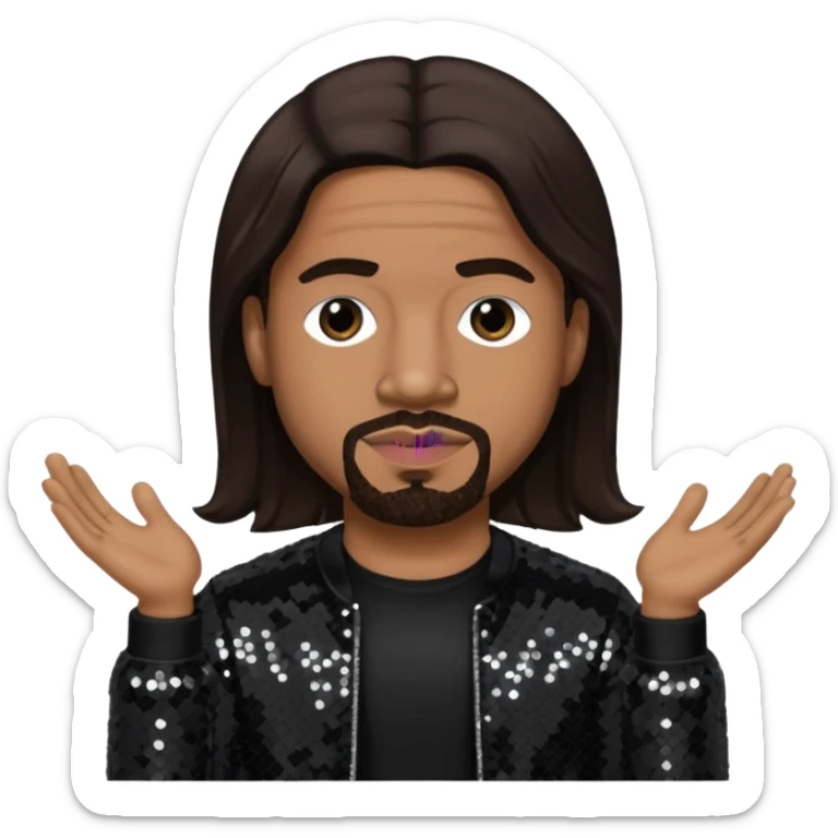  Stevie J, Record Producer with dark brown hair, black sequin outfit sticker