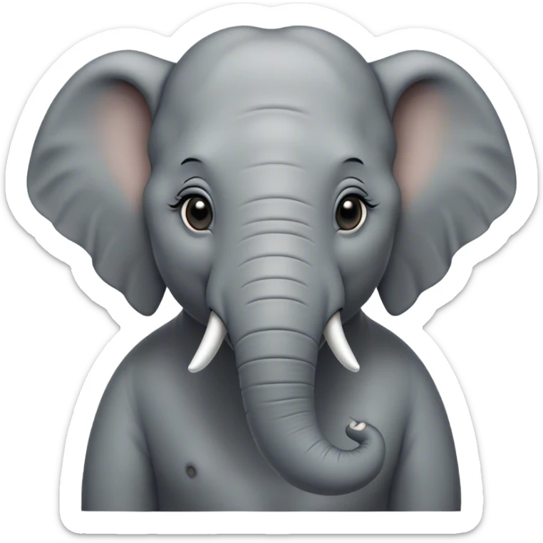 Cinematic Noble Elephant Portrait Emoji, Poised and regal, with a massive, majestic build and a smooth, well-groomed gray hide adorned with gentle wrinkles and proud tusks, deep-set soulful eyes, Simplified yet sharp and sophisticated features, highly detailed, glowing with a soft, dignified glow, high shine, intelligent and gentle, stylized with an air of ancient wisdom, focused and attentive, soft glowing outline, capturing the essence of a watchful and confident giant, so majestic it feels as though it could trump out of the screen with effortless authority! sticker