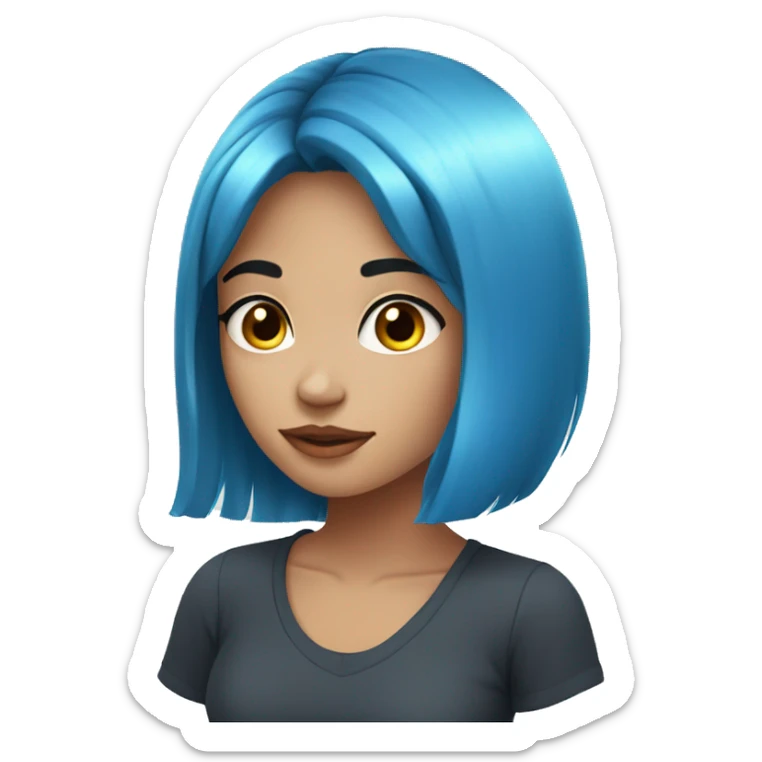 21 years old girl, with blue hair bang, blue eyes, beautiful  sticker