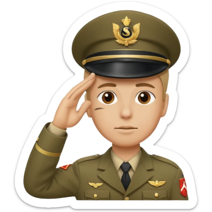 Soldat in uniform der salotiert und den Buchstaben S.A.S auf der Mütze und Uniform sticker