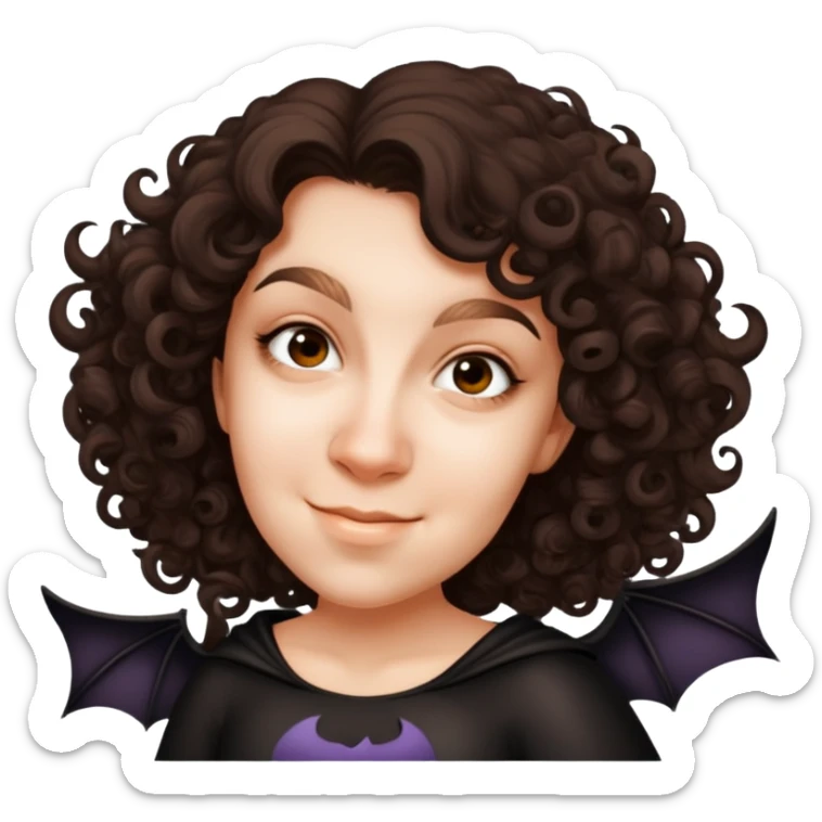 Happy girl with curly hair and bat wings sticker