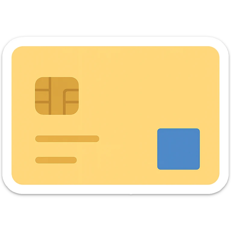 flat color icon of American Express Gold credit card with gold and blue accents, no text sticker