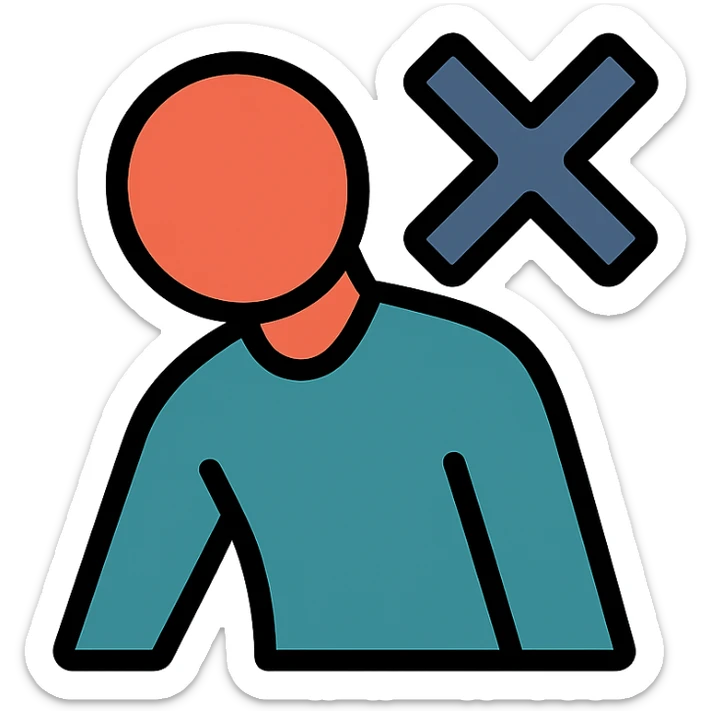 simple icon of a person with dramatically sloped shoulders, head turned away, symbolizing not shouldering a burden sticker