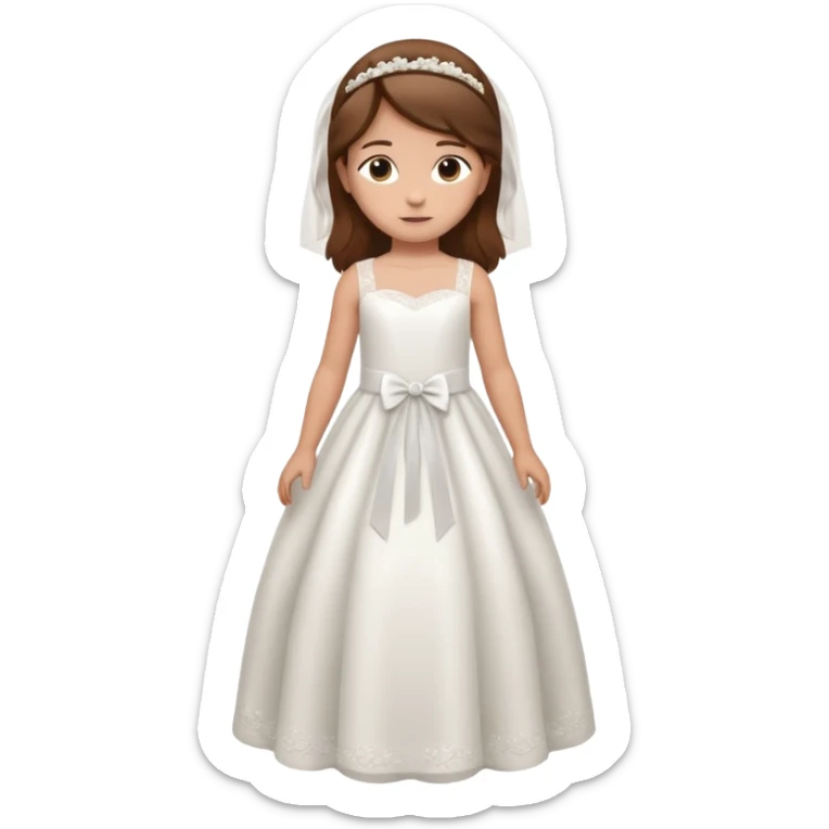 Niña pelo castaño, vestido boda, 5 años cuerpo entero sticker