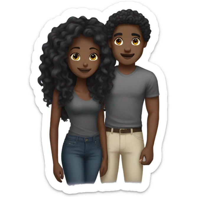 Black girl with long wavy hair with her mixed race boyfriend  sticker