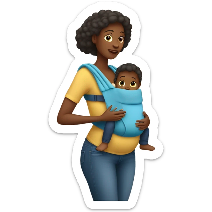 European Babywearing mom with baby ergo carrier on back sticker