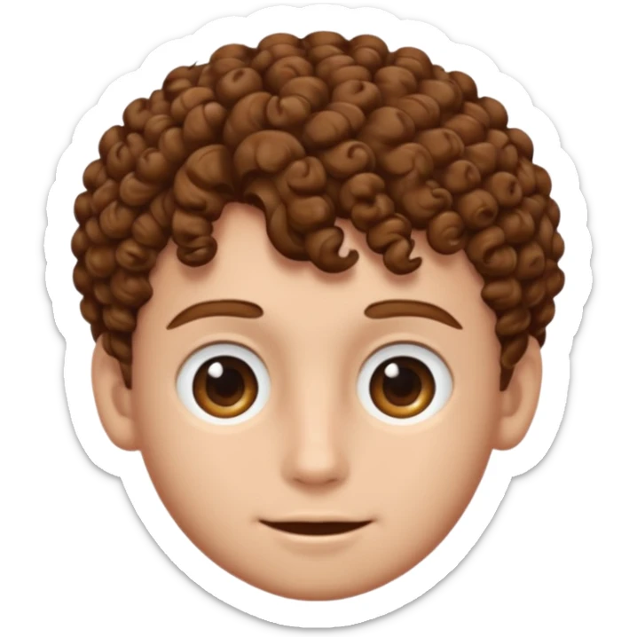 Create an emoji of YouTuber DavidMC's face - he has hair with short sides but a curly top, it is brown sticker