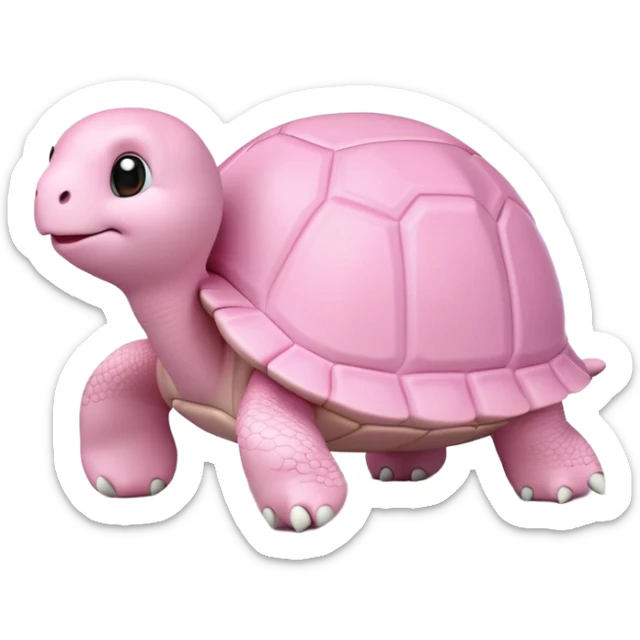 light pink turtle, cute, adorable, looks like a stuffed animal with no details in skin, similar to the 3D emoji version sticker