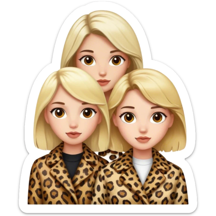 A blonde girl with a brunette girl in leopard print coats sticker
