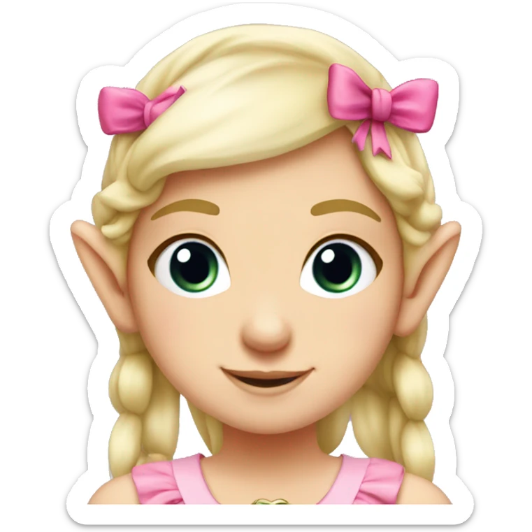 cute elf girl blonde hair with pink bows sticker