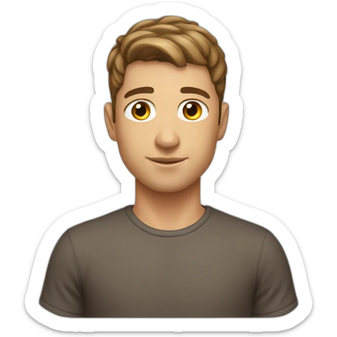 French crop mid fade Brown Hair Young caucasian man emoji sticker