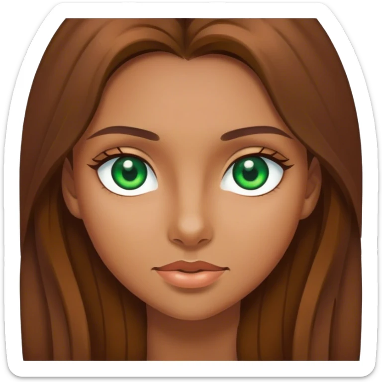girl with long brown hair and, green eyes sticker