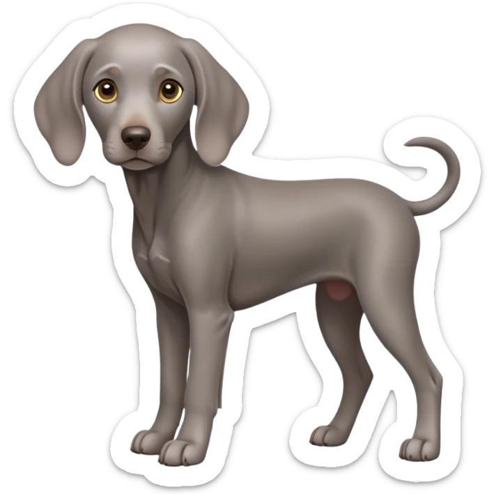 cinematic-noble-weimaraner puppy-full body-emoji on all fours,-poised-and-regal,-with-a-strong,-athletic-build-and-a-lustrous,-well-groomed-grey fur,-deep-set-soulful-brown-eyes,-simplified-yet-sharp-and-sophisticated-features,-highly-detailed, sticker